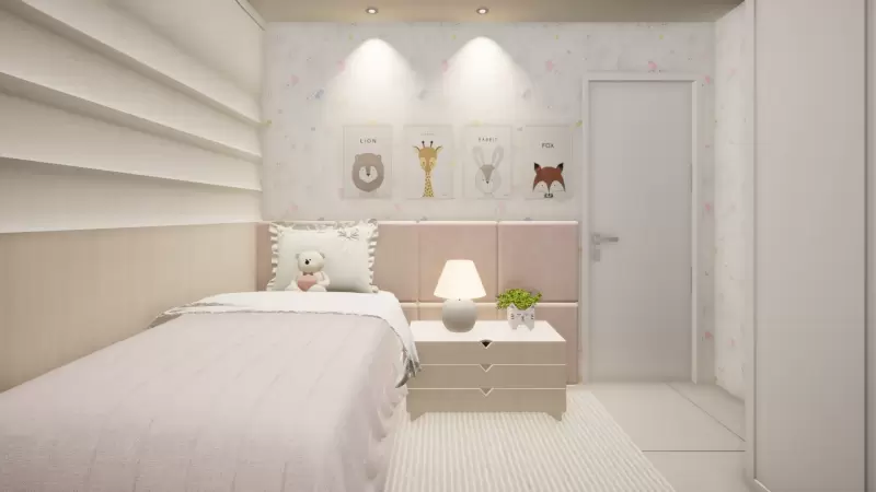 Quarto infantil feminino.* Projeto feito em parceria com o arquiteto Tadeu Barbosa
