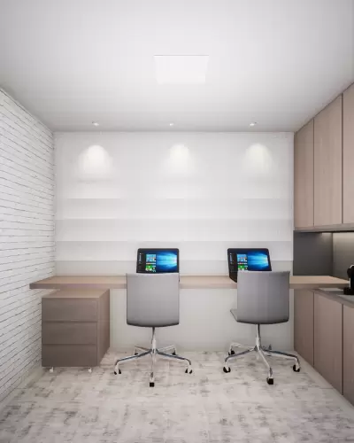 Home office.* Projeto feito em parceria com o arquiteto Tadeu Barbosa.