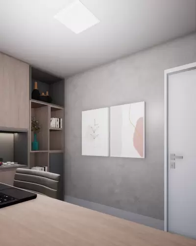 Home office.* Projeto feito em parceria com o arquiteto Tadeu Barbosa.