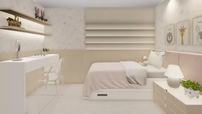 Quarto infantil feminino.* Projeto feito em parceria com o arquiteto Tadeu Barbosa